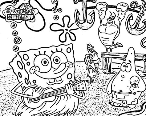 Desenho De Bob Esponja Tocando Viol O Para Colorir Tudodesenhos