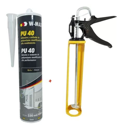 Kit De Pegamento Sellador Resistente PU 40 Pistola Aplicadora Gris Y