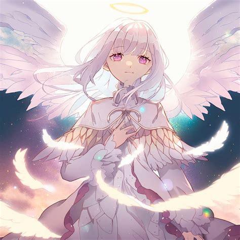 Beautiful Angel Girl in Anime Style Stock Illustration - Illustration ...