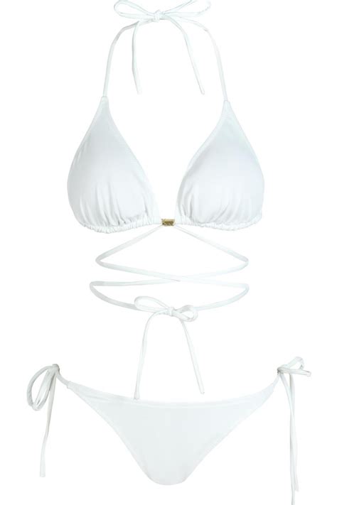 Beyaz Çapraz Bağlama Detaylı Üçgen İpli Bikini Takım Endeep