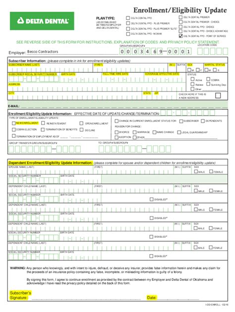 Fillable Online Delta Dental Enrollment Form Revize Fax Email Print