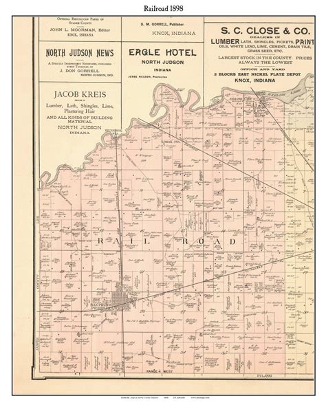 Railroad 1898 Old Town Map With Homeowner Names Indiana San Pierre