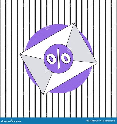 Percent Sign on Seal on Postal Closed Envelope Stock Vector