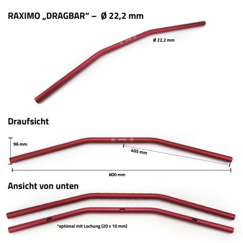 Aluminium handlebar Dragbar Raximo with TÜV 22mm 49 90 for SWM Ace