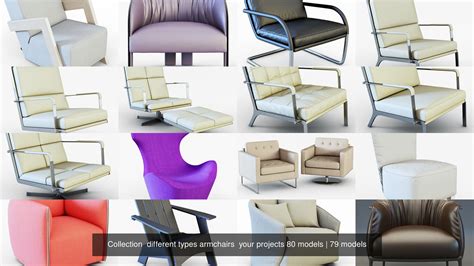 Collection Different Types Armchairs Your Projects Models Cgtrader