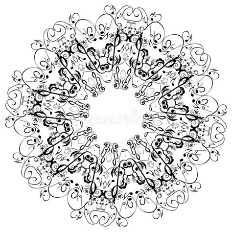 Music Notes Round Floral Ornament Stock Vector Illustration Of Swirl