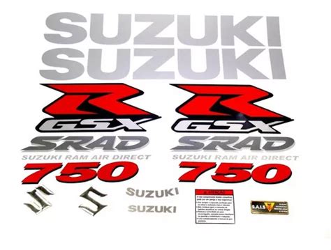 Adesivo Suzuki Gsxr Srad Kit Emblema Cr Cores Vermelhos E Prata