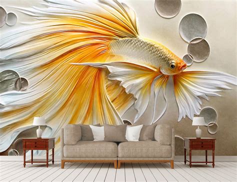 Goldfish 3D Wall Mural – Home Decoram