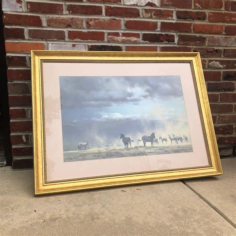 Lot 74g Signed David Shepherd Storm Over Amboseli African Zebra Art