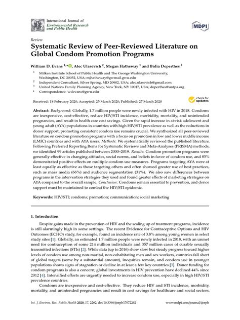 Systematic Review Of Peer Reviewed Literature On Global Condom