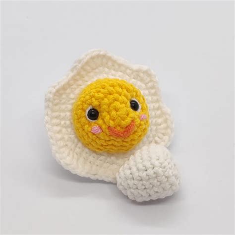 Happy Sunny Side Up Egg Crochet Pattern Plush Egg Amigurumi Tutorial Pdf In English Cute Food