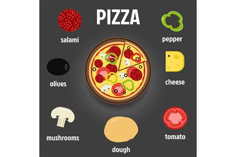 Pizza And Ingredients Illustration