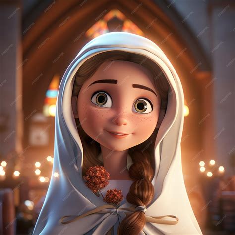 Premium Ai Image Cute Mother Mary In 3d Render