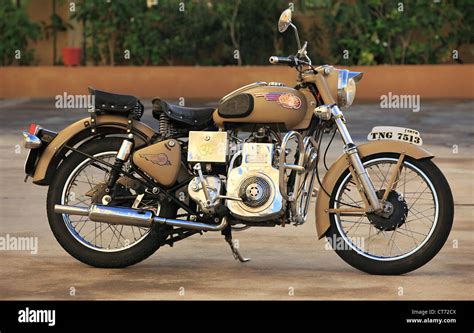 Royal Enfield Diesel Bullet Andhra Pradesh South India Stock Photo