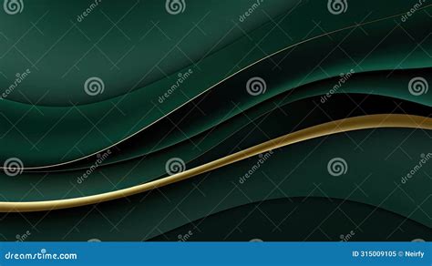 Modern Abstract Dark Green Curve Shape On Dark Background With Gold