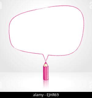 Pink Pencil With Reflection Drawing Smooth Square Shaped Speech Bubble