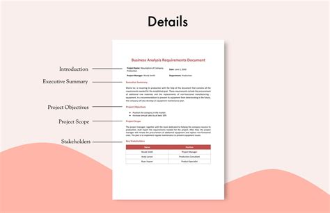 Business Analysis Requirements Document Template in Google Docs, Word ...