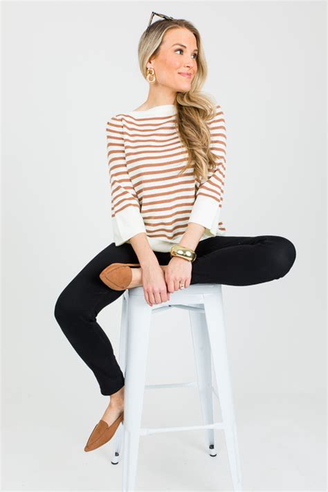 Stripe Boat Neck Sweater Coco New Arrivals The Blue Door Boutique