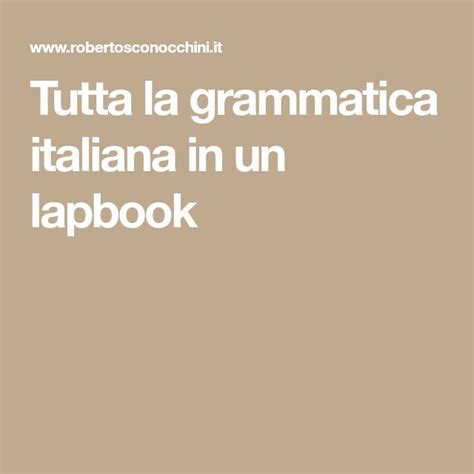 Tutta La Grammatica Italiana In Un Lapbook