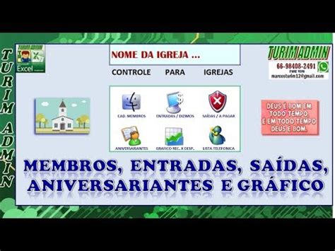 PLANILHA IGREJA CONTROLE DE MEMBROS DÍZIMOS ENTRADAS SAÍDAS