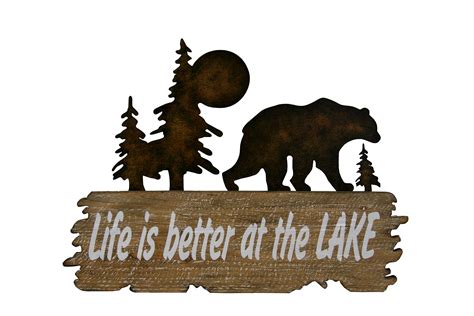 Loon Peak Life Is Better At The Lake Rustic Solid Wood Bear Wall D Cor