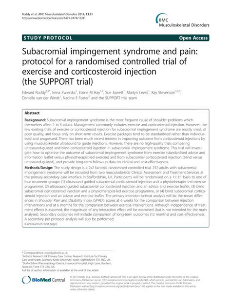 Pdf Subacromial Impingement Syndrome And Pain Protocol For A