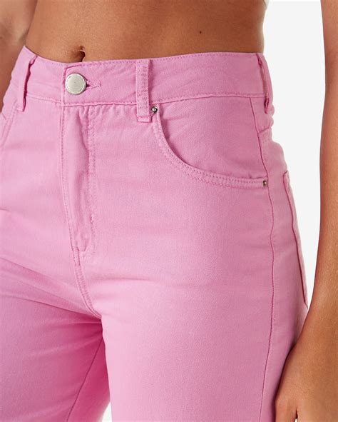 Riachuelo Calça jeans color feminina wide leg rosa Pool by Riachuelo