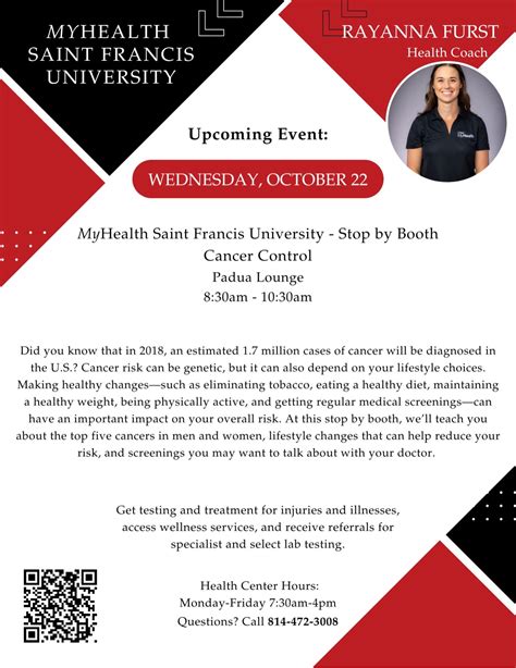 Faculty & Staff MyHealth: Cancer Control Booth | Saint Francis University
