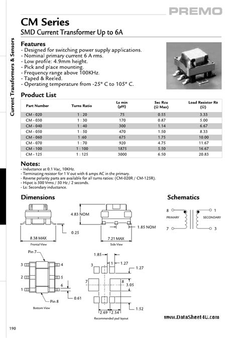 Pdf Cm Datasheet Current Transformers Sensors