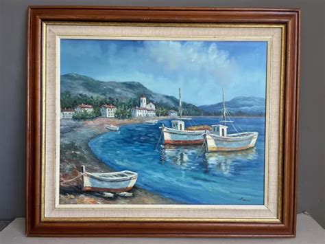 Mancini Tableau Huile Sur Toile Paysage Marine Mer Corse M Diterran E