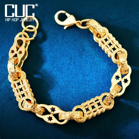 Cadena Cuc Hombres Hip Hop Pulsera Mm K Color Oro Plateado Cobre