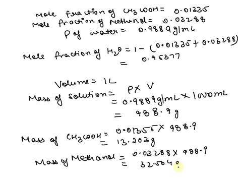 Solved Calculate The Molality And Mole Fraction Of Acetic Acid Acid In The Solution Prepared By