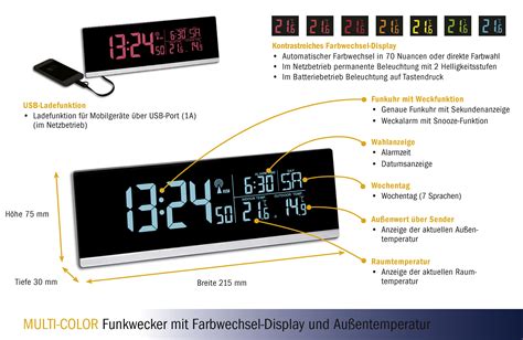 Digitaler Funk Wecker Mit Farbwechsel Und Au Entemperatur Multi Color