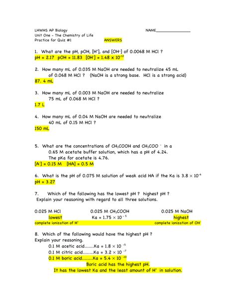 Ap Bio Practice For Quiz