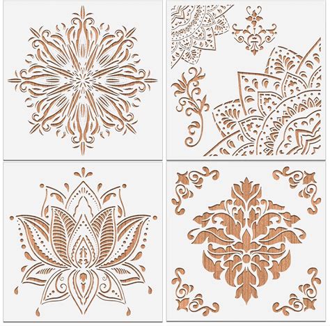 Mwoot Pi Ces Grande Mandala Pochoir Stencils Kit R Utilisable Fleurs