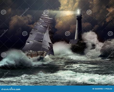 Sailboat Storm Sea Stock Illustrations 1401 Sailboat Storm Sea Stock