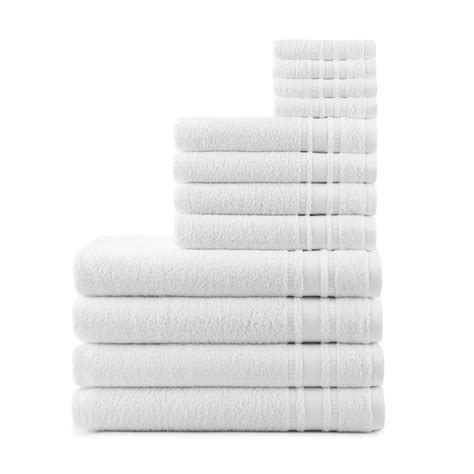 Mainstays 100 Cotton 12 Piece White Towel Set Soft And Absorbent