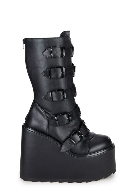 Xtra By Yru Bat Enamel Platform Boots Black Dolls Kill