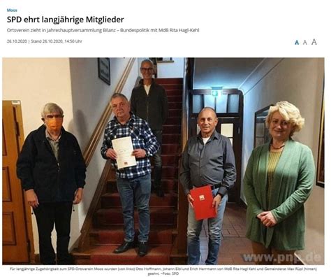 Spd Ehrt Langj Hrige Mitglieder Moos Langenisarhofen