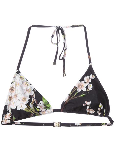 Lyst Dolce Gabbana Cherry Blossom Print Bikini Top In Black