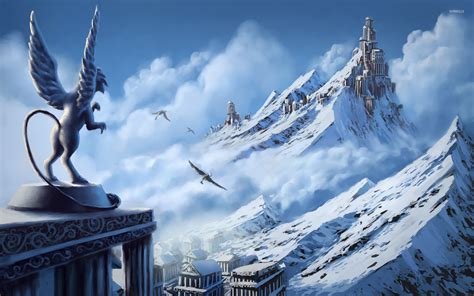 Griffin watching over the castle wallpaper - Fantasy wallpapers - #18773