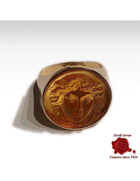 Medusa Anello Intaglio Cammeo Chevalier Oro Eredi Jovon