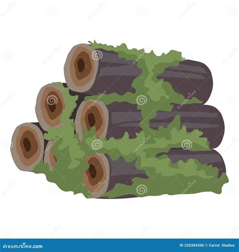 Grass Growing Over Log Clip Art Stock Illustration Illustration Of Nature Texture 250384306