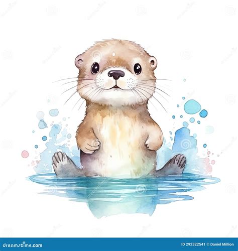 Aquarelle De La Loutre Marine Illustration Animaux Marins Clipart