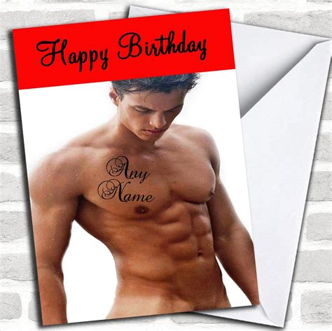 Super Sexy Man Tattoo Name Customised Birthday Greetings Card Birthday