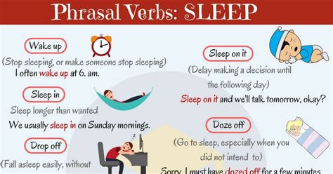 Sleep Vocabulary Common Sleep Phrasal Verbs