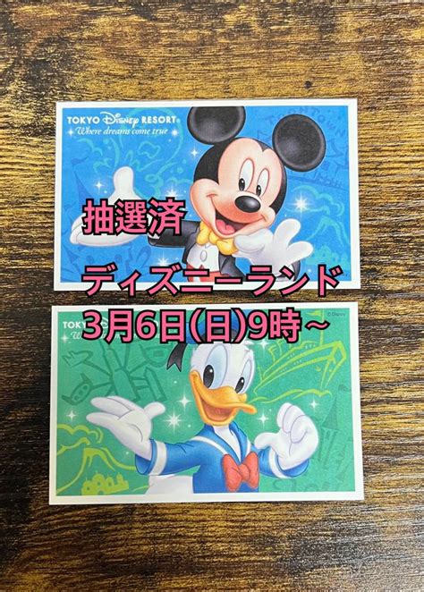 36 3月6日 日 ディズニーランド 9時入園 2枚 抽選済み名刺サイズのパスポートチケット スポンサーパスポートディズニーランド専用券