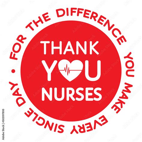 Thank you nurses red round grateful sign. Heart, heartbeat line, Thank ...