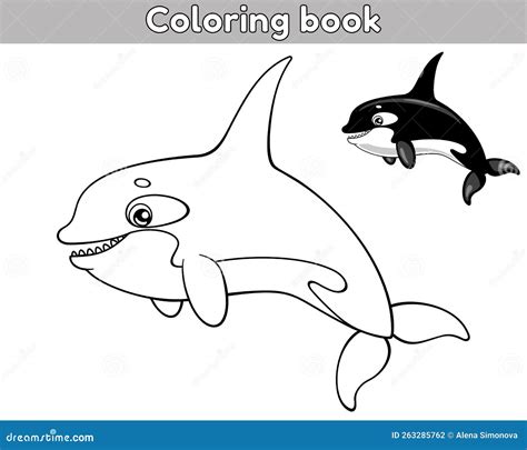 Coloring Book Page Cartoon Orca Stock Vector Illustration Of Children