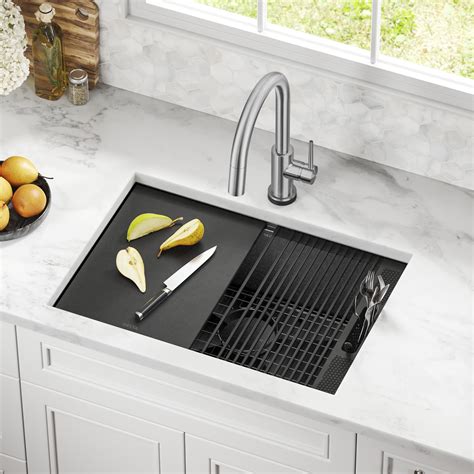 Delta Rivet™ Black Stainless Steel Undermount 16 Gauge Workstation